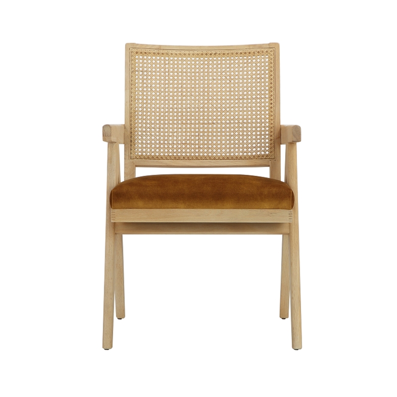 Pemberly Row Contemporary Arm Chair Velvet Gold Linen Blend Fabric