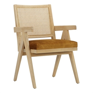 Pemberly Row Contemporary Arm Chair Velvet Gold Linen Blend Fabric