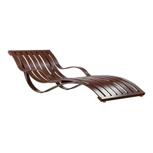 Pemberly Row Modern Anodized Aluminum Patio Lounger in Espresso