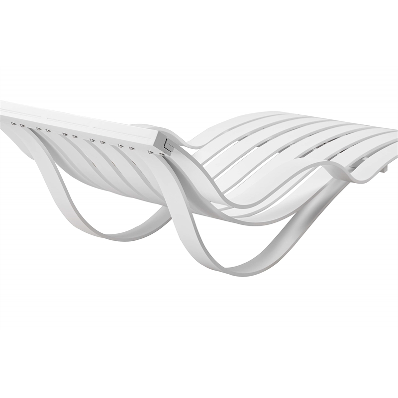 Pemberly Row Modern Anodized Aluminum Frame Patio Lounger in White