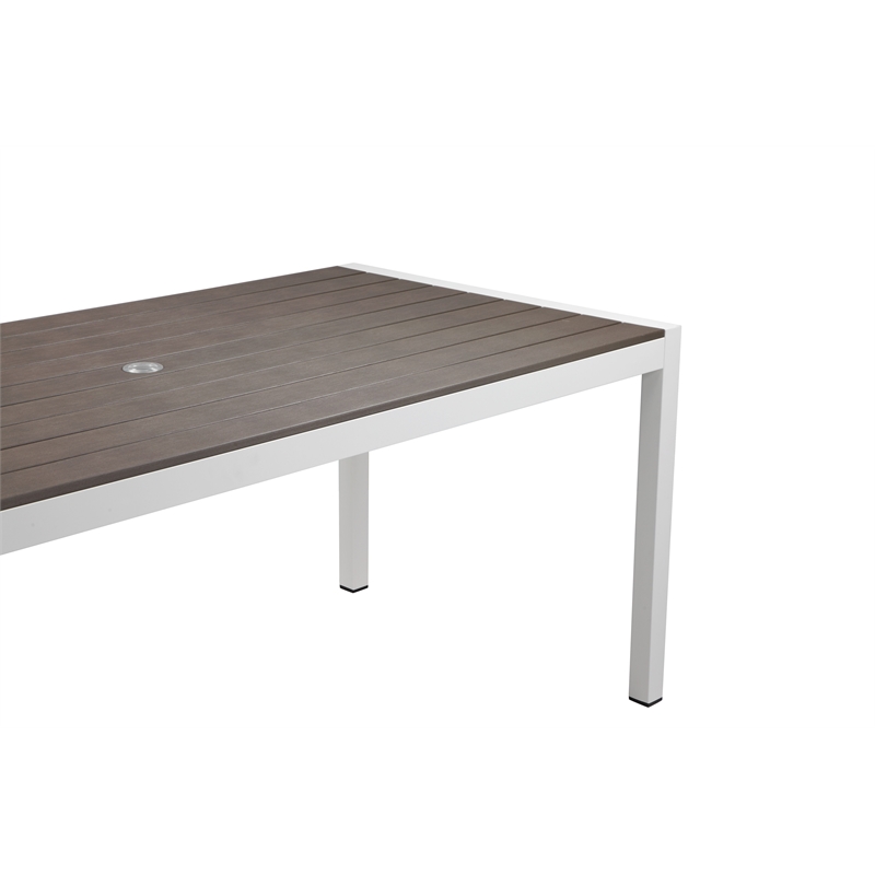 Pemberly Row 14-Piece Modern Aluminum Dining Set in White and Gray Finish