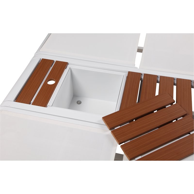 Pemberly Row Modern Aluminum Outdoor Daybed with Umbrella Hole in White