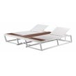 Pemberly Row Modern Aluminum Outdoor Daybed with Umbrella Hole in White