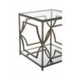 Pemberly Row Contemporary Metal Side Table with Glass in Brushed Brass