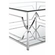 Pemberly Row Contemporary Metal Square Coffee Table with Glass in Silver