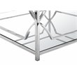 Pemberly Row Contemporary Metal Square Coffee Table with Glass in Silver