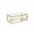Pemberly Row Metal Rectangle Coffee Table with Glass in Polished Gold