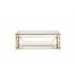 Pemberly Row Metal Rectangle Coffee Table with Glass in Polished Gold