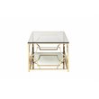 Pemberly Row Metal Rectangle Coffee Table with Glass in Polished Gold