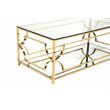 Pemberly Row Metal Rectangle Coffee Table with Glass in Polished Gold