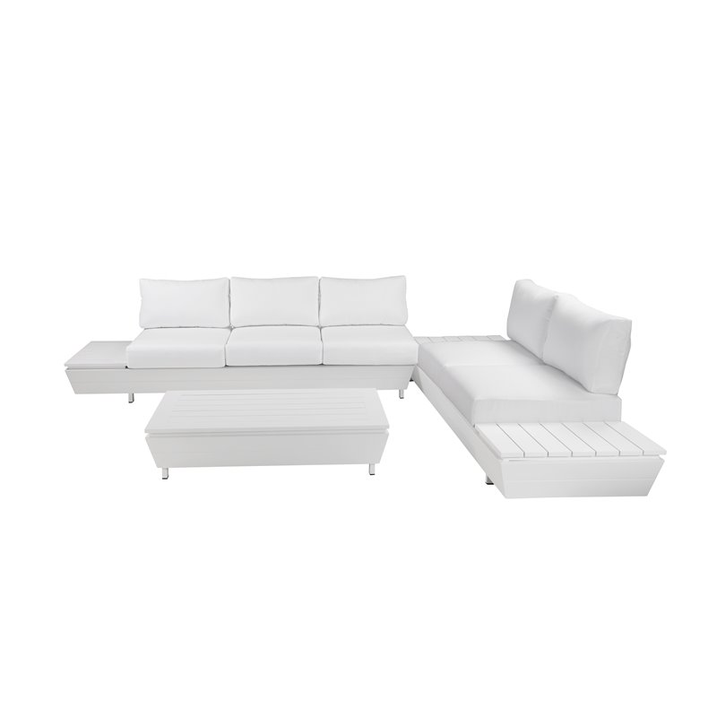Pemberly Row 3-piece Aluminum Frame Outdoor Sectional in White