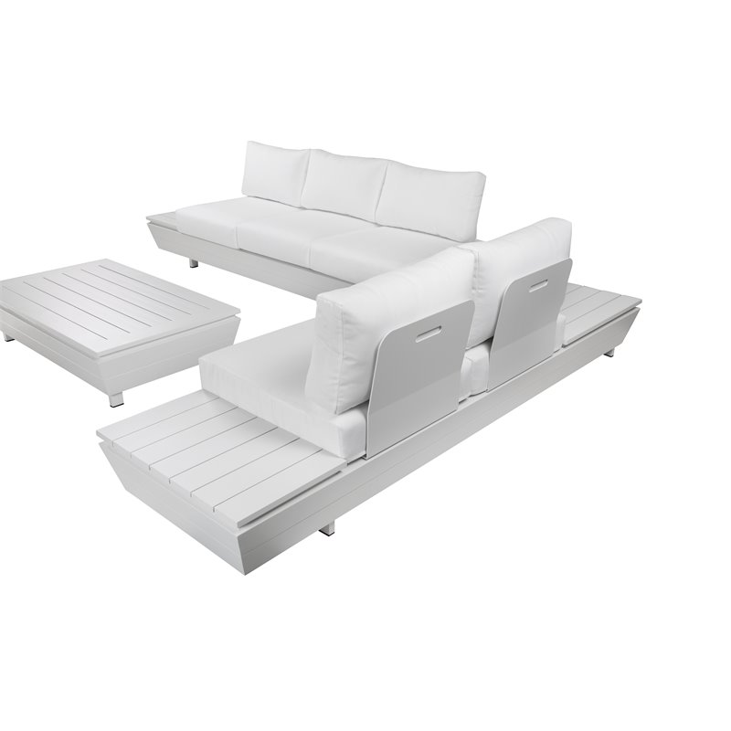 Pemberly Row 3-piece Aluminum Frame Outdoor Sectional in White