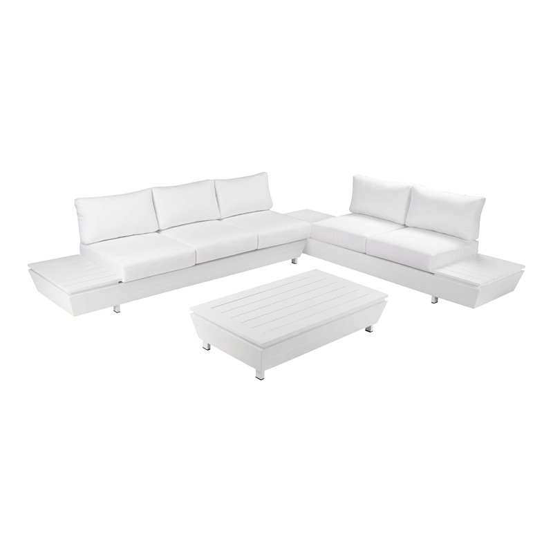 Pemberly Row 3-piece Aluminum Frame Outdoor Sectional in White