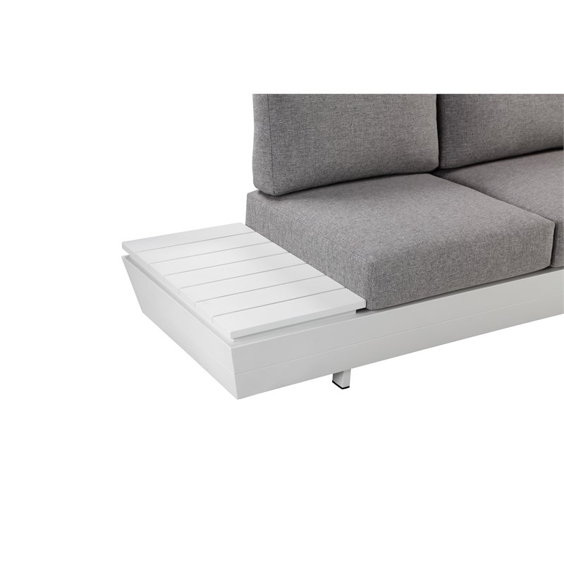 Pemberly Row 3-piece Modern Aluminum Frame Outdoor Sectional in Gray