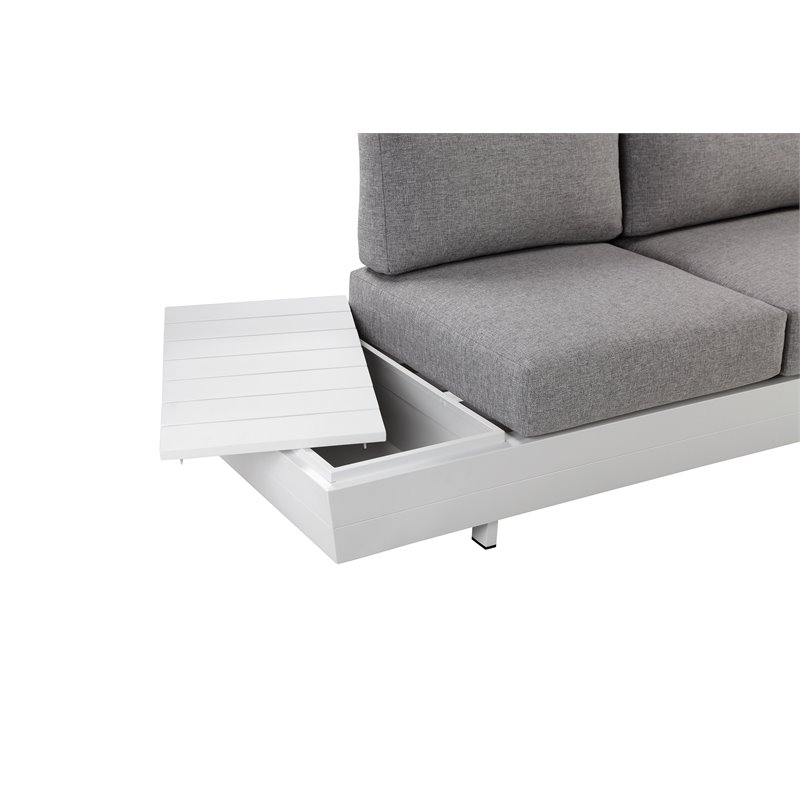 Pemberly Row 3-piece Modern Aluminum Frame Outdoor Sectional in Gray