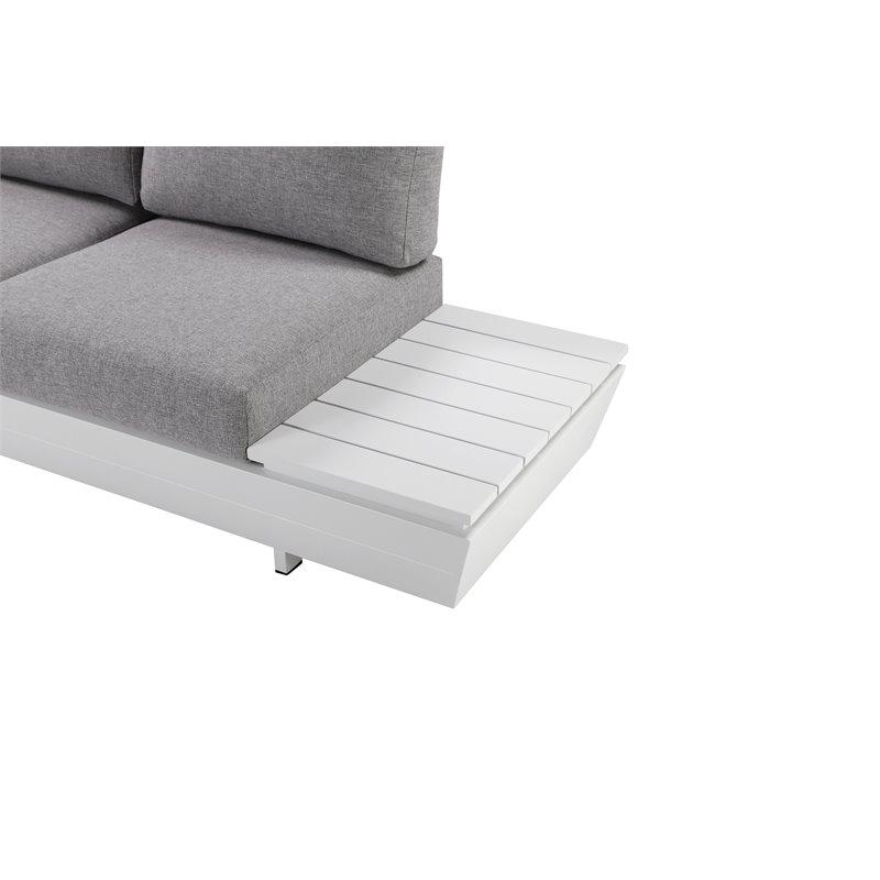Pemberly Row 3-piece Modern Aluminum Frame Outdoor Sectional in Gray