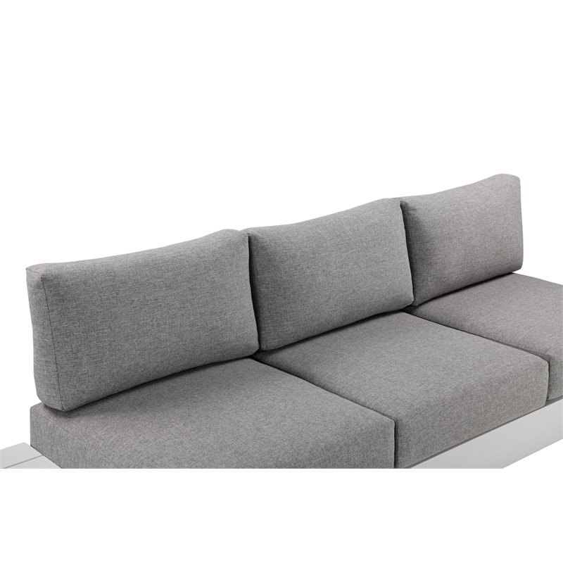 Pemberly Row 3-piece Modern Aluminum Frame Outdoor Sectional in Gray