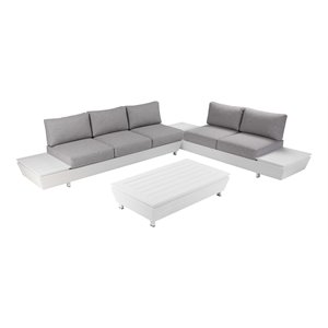 Pemberly Row 3-piece Modern Aluminum Frame Outdoor Sectional in Gray
