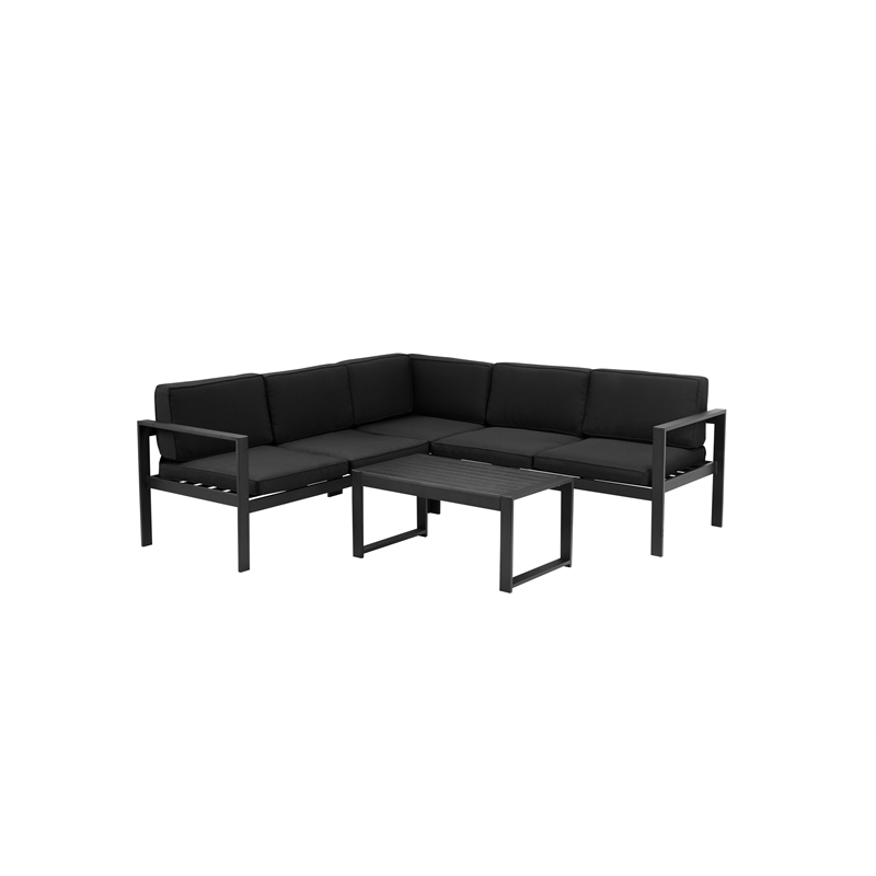 Pemberly Row 5-Piece Modern Aluminum Sectional in Black Finish