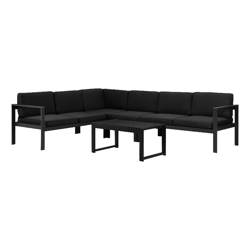 Pemberly Row 5-Piece Modern Aluminum Sectional in Black Finish