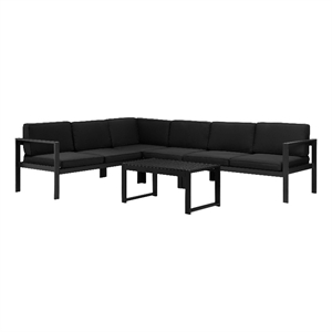 Pemberly Row 5-Piece Modern Aluminum Sectional in Black Finish