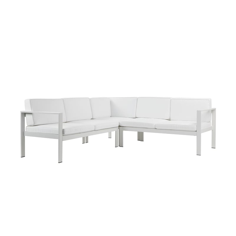 Pemberly Row 5-Piece Modern Aluminum Sectional in White Finish