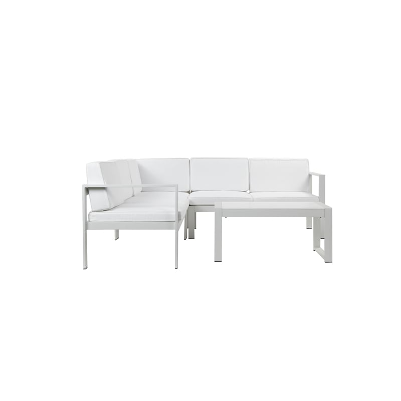 Pemberly Row 5-Piece Modern Aluminum Sectional in White Finish