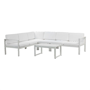 Pemberly Row 5-Piece Modern Aluminum Sectional in White Finish