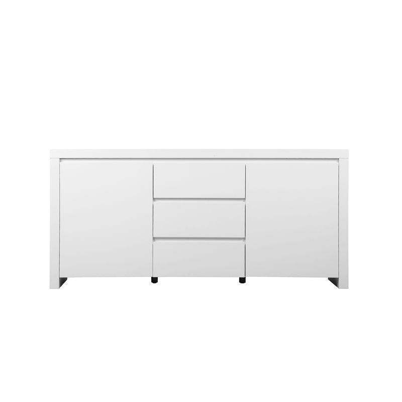 Pemberly Row Contemporary High Gloss Lacquer Wood Buffet in White