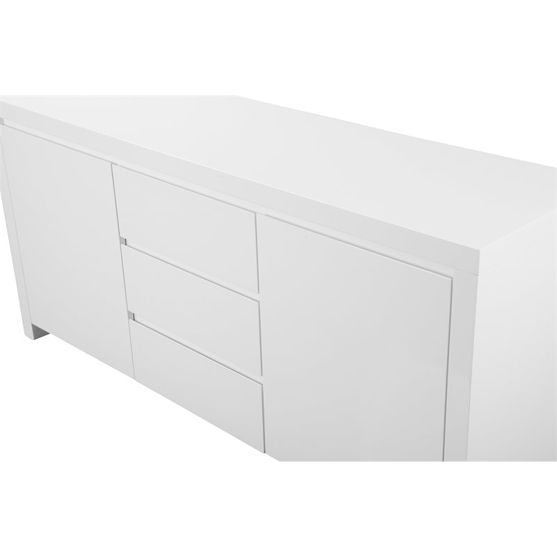 Pemberly Row Contemporary High Gloss Lacquer Wood Buffet in White