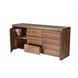 Pemberly Row Modern High Gloss Lacquer Wood Buffet in Walnut