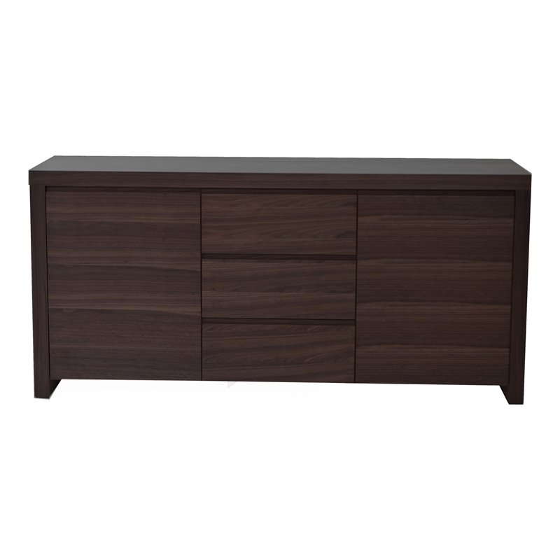 Pemberly Row Modern High Gloss Lacquer Wood Buffet in Espresso