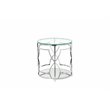 Pemberly Row Contemporary Metal Round Side Table with Glass in Silver