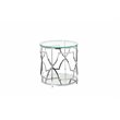 Pemberly Row Contemporary Metal Round Side Table with Glass in Silver