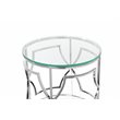 Pemberly Row Contemporary Metal Round Side Table with Glass in Silver