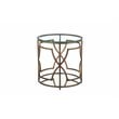 Pemberly Row Metal Round Side Table with Glass in Brushed Brass