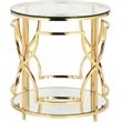 Pemberly Row Metal Round Side Table with Glass in Polished Gold