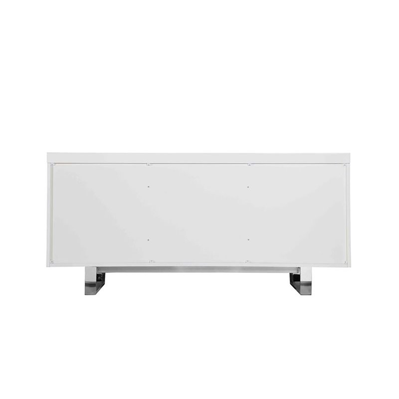 Pemberly Row Modern Gloss Lacquer and Steel Metal Buffet in White