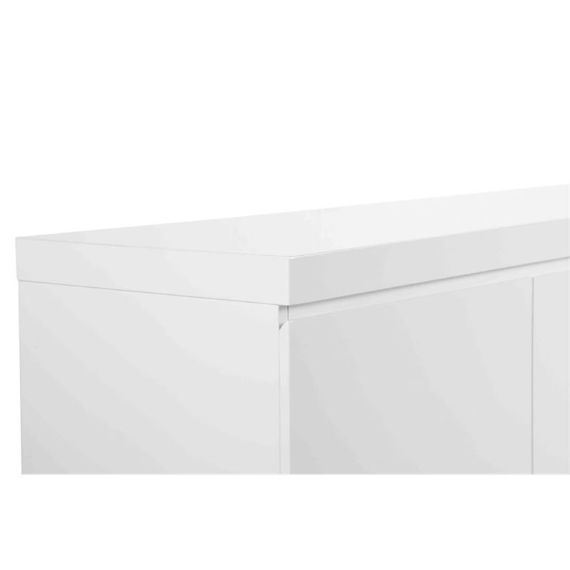 Pemberly Row Modern Gloss Lacquer and Steel Metal Buffet in White