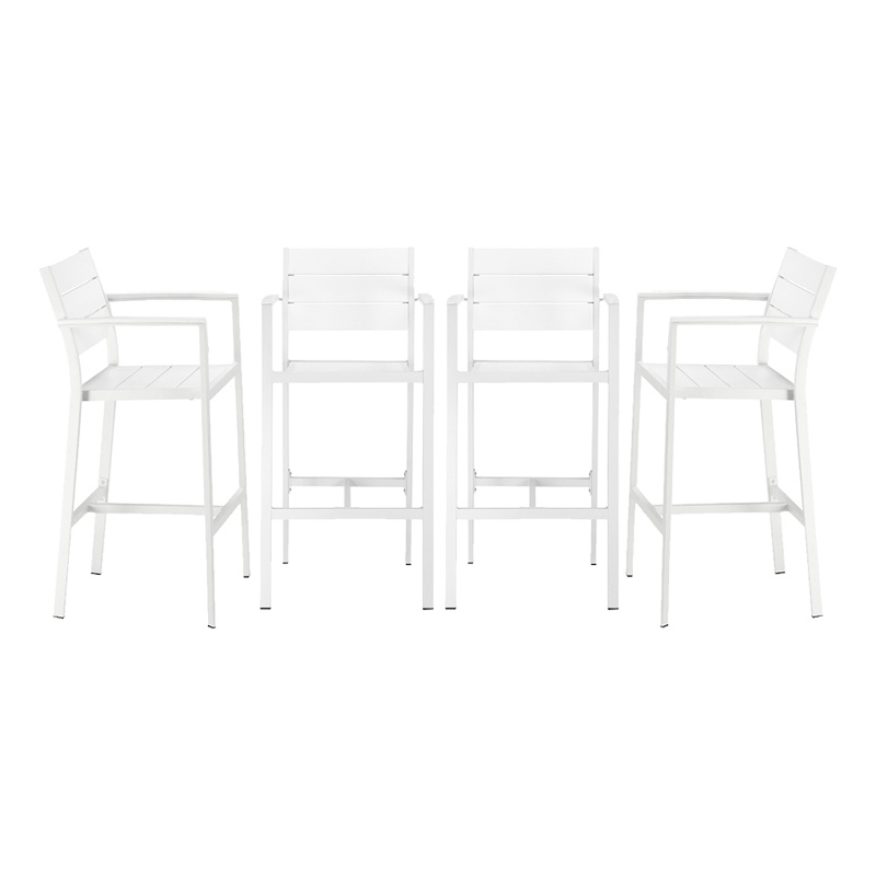 Pemberly Row Contemporary Arm Bar Chairs in White - Set of 4