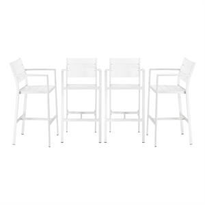Pemberly Row Contemporary Arm Bar Chairs in White - Set of 4