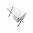 Pemberly Row Small Modern Tempered Glass & Lacquer Wood Desk in White