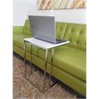 Pemberly Row Modern Gloss Lacquer & Polished Steel Metal Tray Table in White