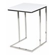 Pemberly Row Modern Gloss Lacquer & Polished Steel Metal Tray Table in White
