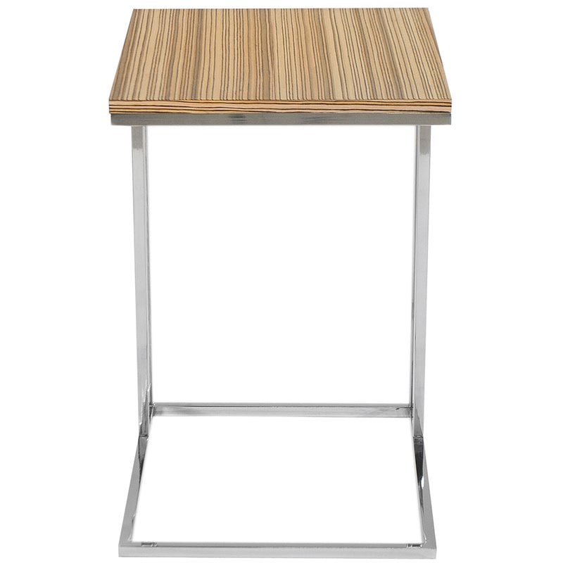 Pemberly Row Wood Veneer & High Polished Steel Tray Table in Zebrano Natural