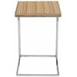 Pemberly Row Wood Veneer & High Polished Steel Tray Table in Zebrano Natural