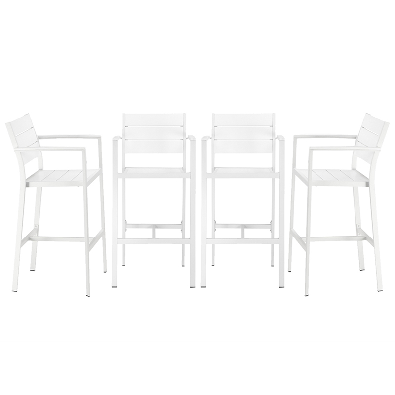 Pemberly Row Contemporary / Modern 5 Piece Bar Set in White Finish
