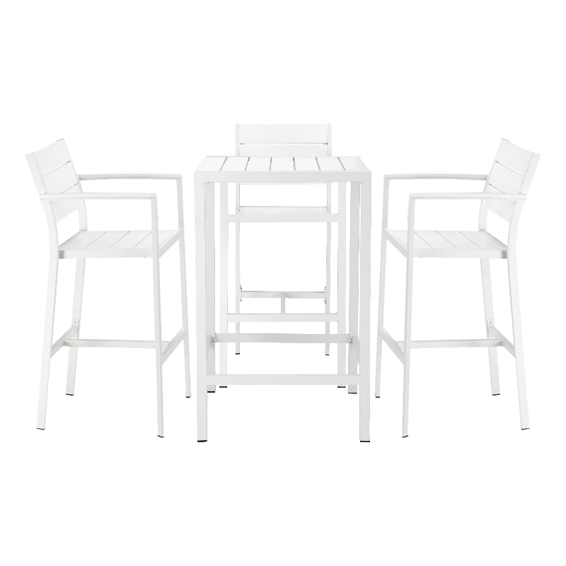 Pemberly Row Contemporary / Modern 5 Piece Bar Set in White Finish