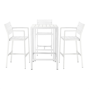 Pemberly Row Contemporary / Modern 5 Piece Bar Set in White Finish