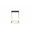 Pemberly Row Gloss Lacquer & Polished Steel Metal Tray Table in Navy/Gold